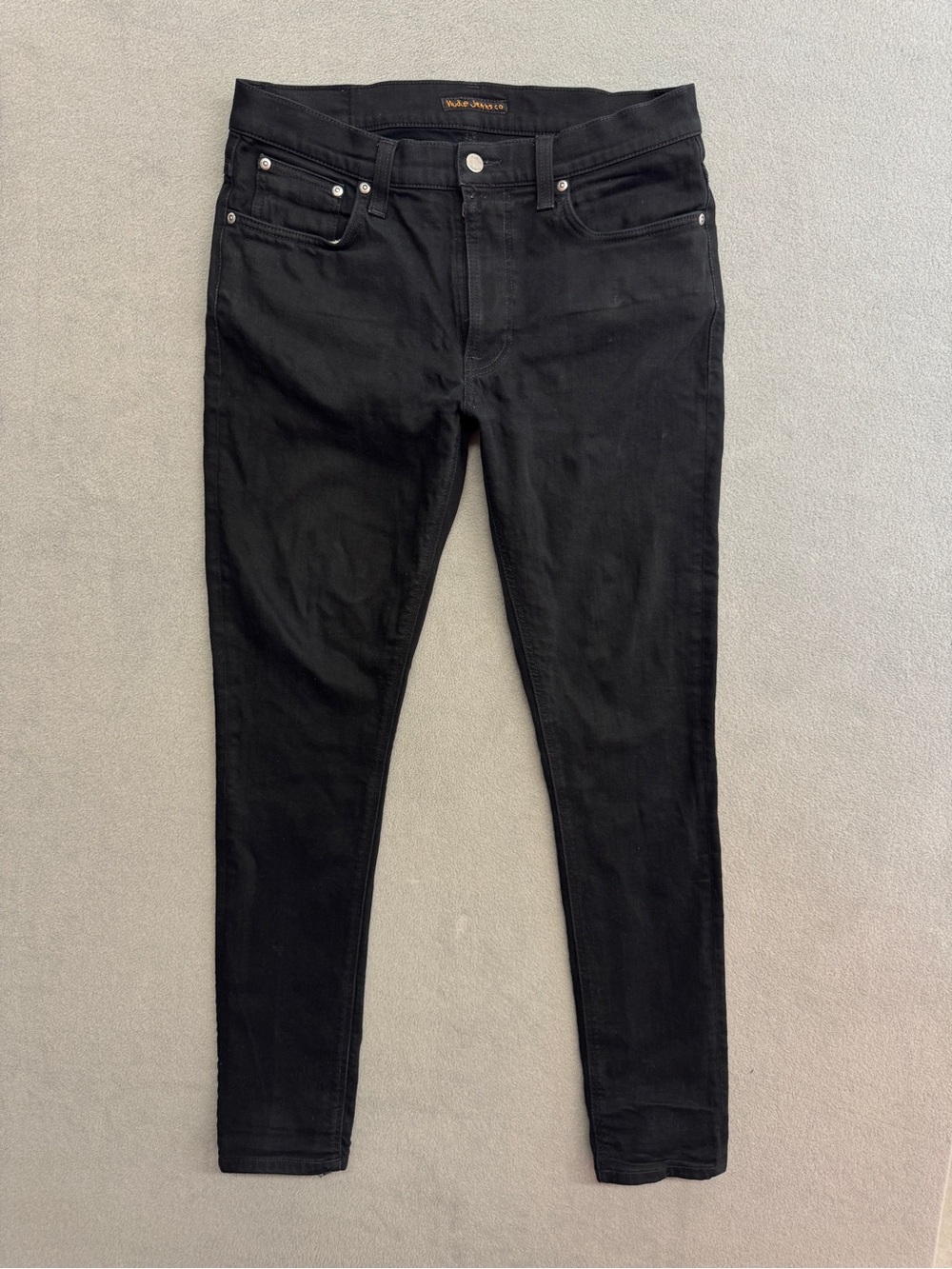 Nudie Jeans 34x32 Men's Lean Dean Or Grim Tim Skinny Slim Black Stretch Denim
